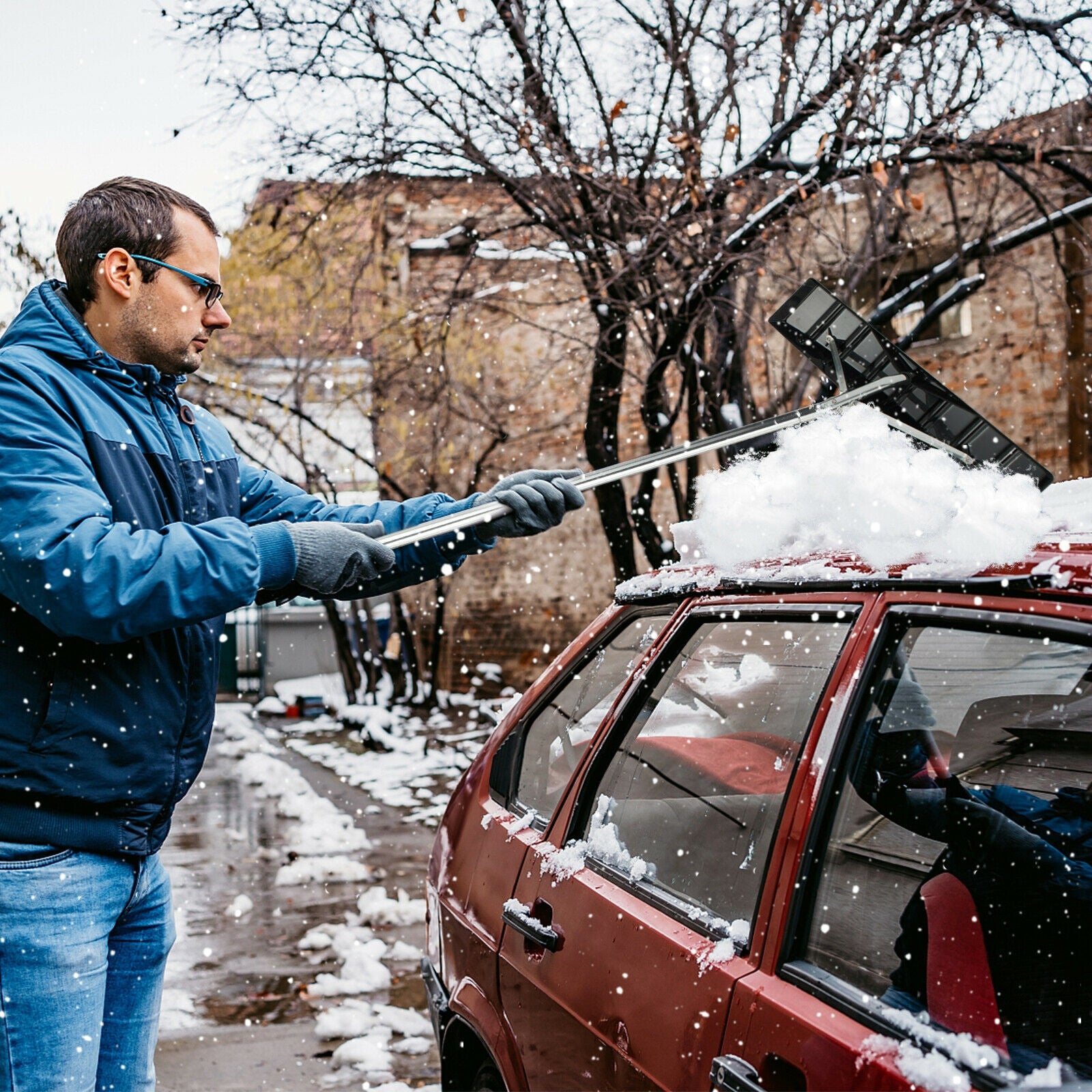 20 Feet Extendable Aluminum Snow Roof Rake with Anti-slip Handle, Black Snow Removal at Gallery Canada
