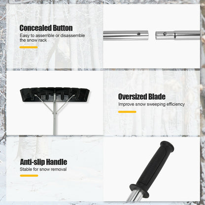 20 Feet Extendable Aluminum Snow Roof Rake with Anti-slip Handle, Black Snow Removal at Gallery Canada