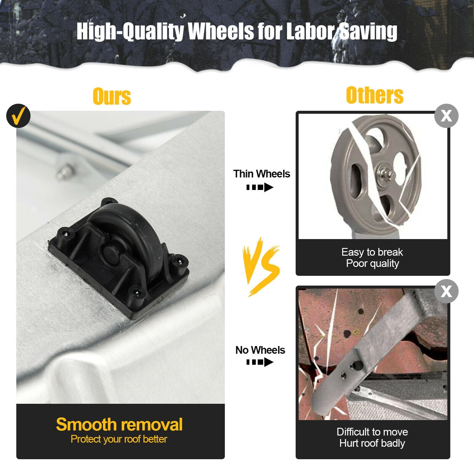 4.8-20 Feet Sectional Snow Roof Rake with Reinforced Aluminum Poles, Black Snow Removal at Gallery Canada