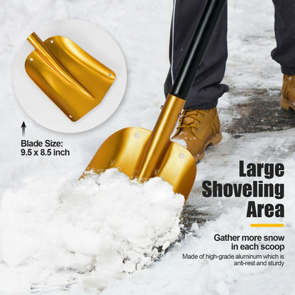 Adjustable Aluminum Snow Shovel with Anti-Skid Handle and Large Blade, Yellow at Gallery Canada