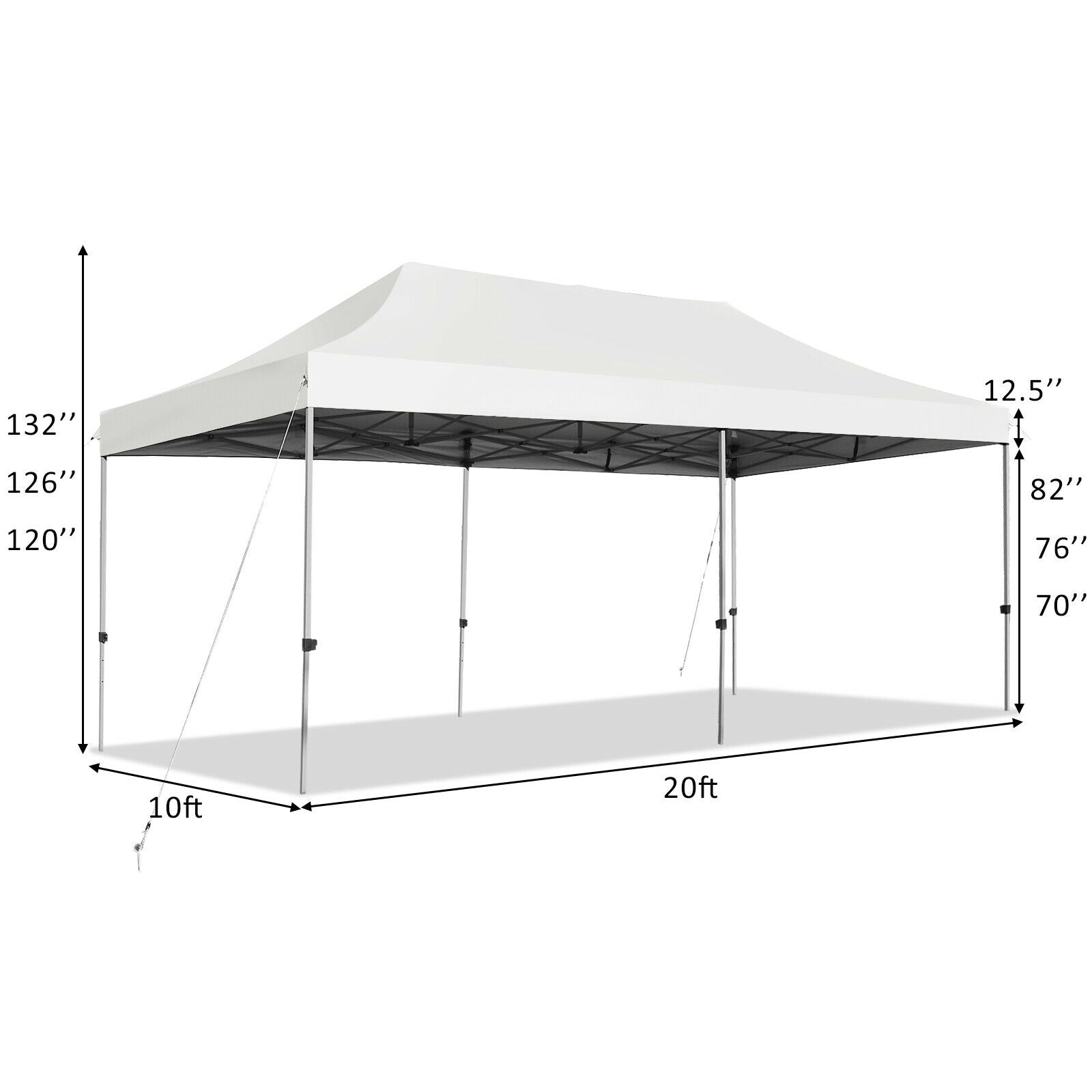 10 x 20 Feet Adjustable Folding Heavy Duty Sun Shelter with Carrying Bag, White Canopies at Gallery Canada