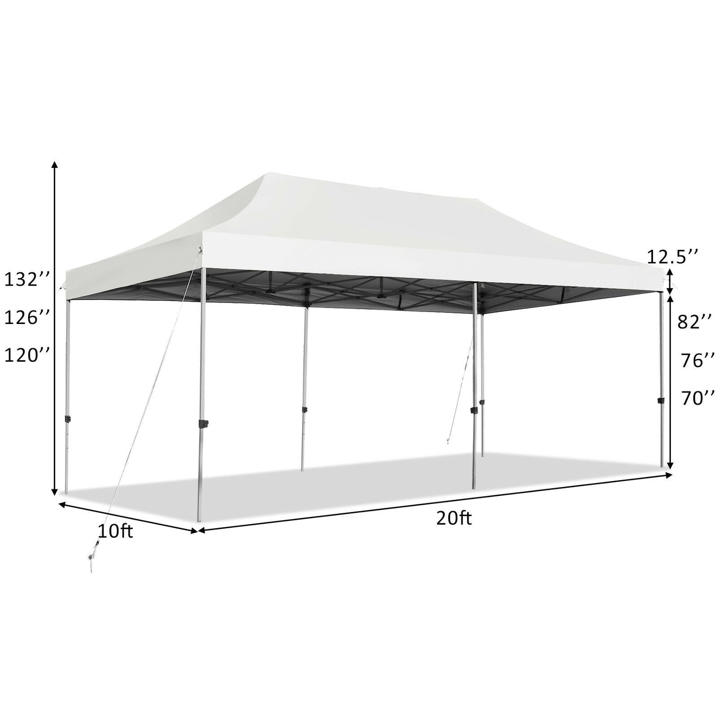 10 x 20 Feet Adjustable Folding Heavy Duty Sun Shelter with Carrying Bag, White Canopies at Gallery Canada