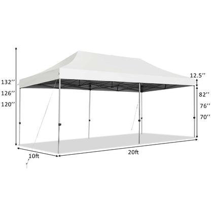 10 x 20 Feet Adjustable Folding Heavy Duty Sun Shelter with Carrying Bag, White Canopies at Gallery Canada