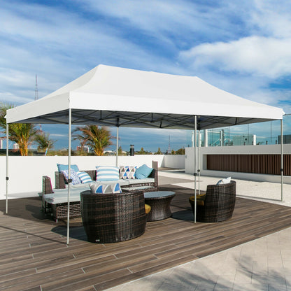 10 x 20 Feet Adjustable Folding Heavy Duty Sun Shelter with Carrying Bag, White Canopies at Gallery Canada