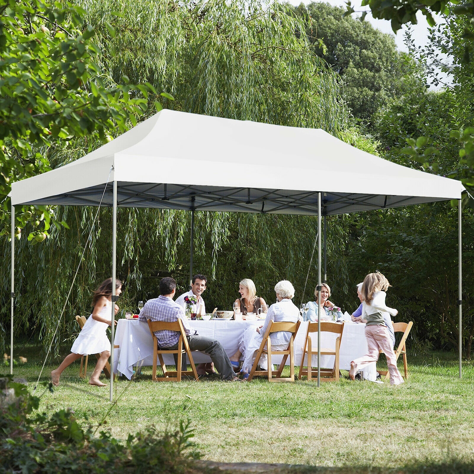 10 x 20 Feet Adjustable Folding Heavy Duty Sun Shelter with Carrying Bag, White Canopies at Gallery Canada