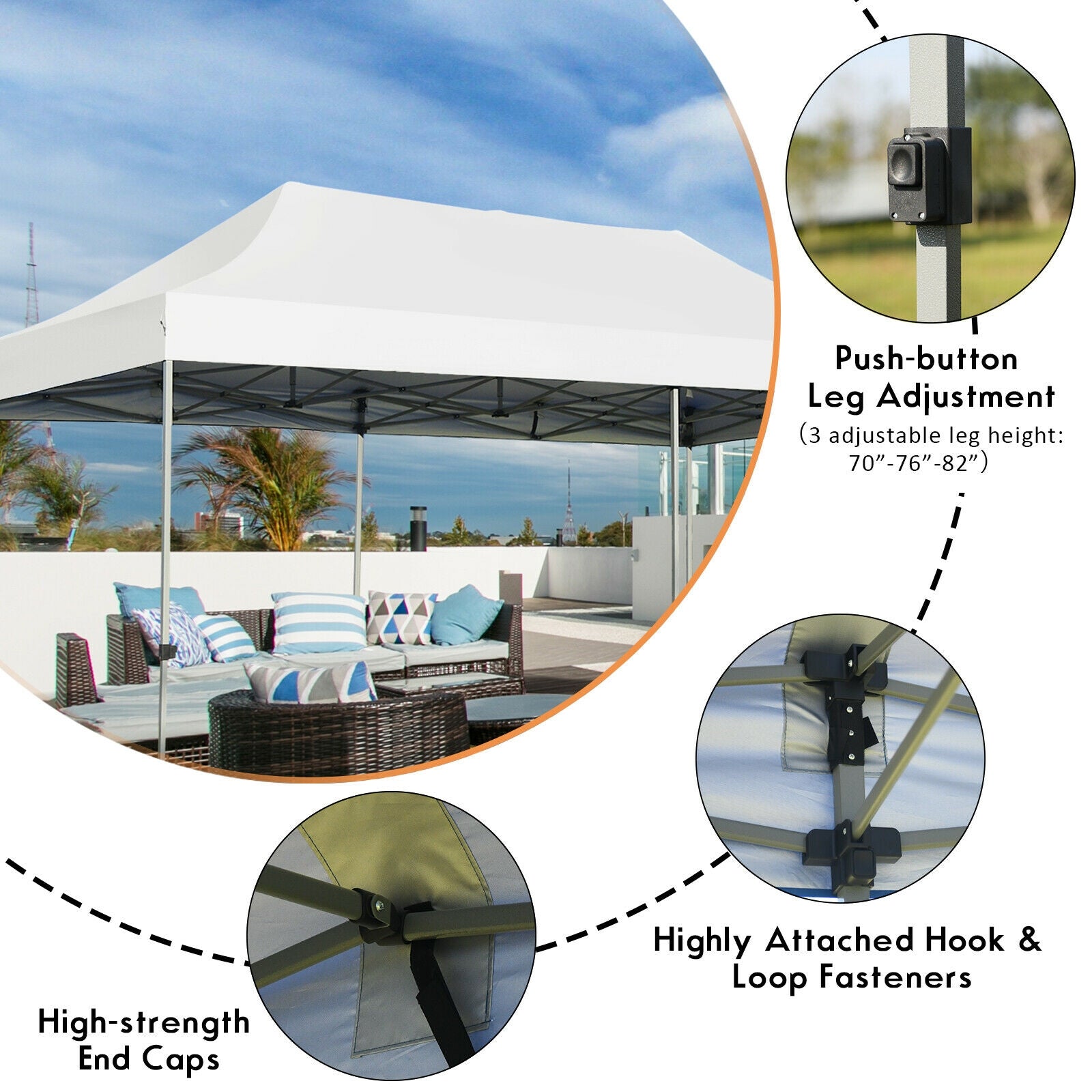 10 x 20 Feet Adjustable Folding Heavy Duty Sun Shelter with Carrying Bag, White Canopies at Gallery Canada