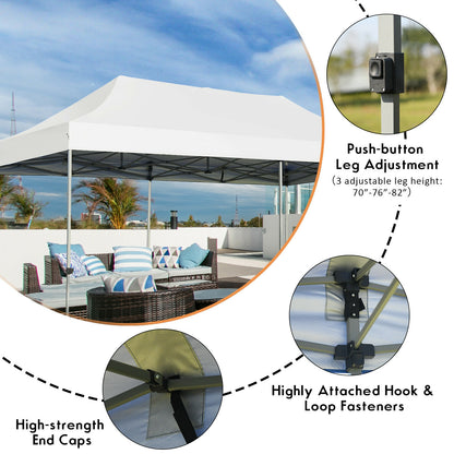 10 x 20 Feet Adjustable Folding Heavy Duty Sun Shelter with Carrying Bag, White Canopies at Gallery Canada