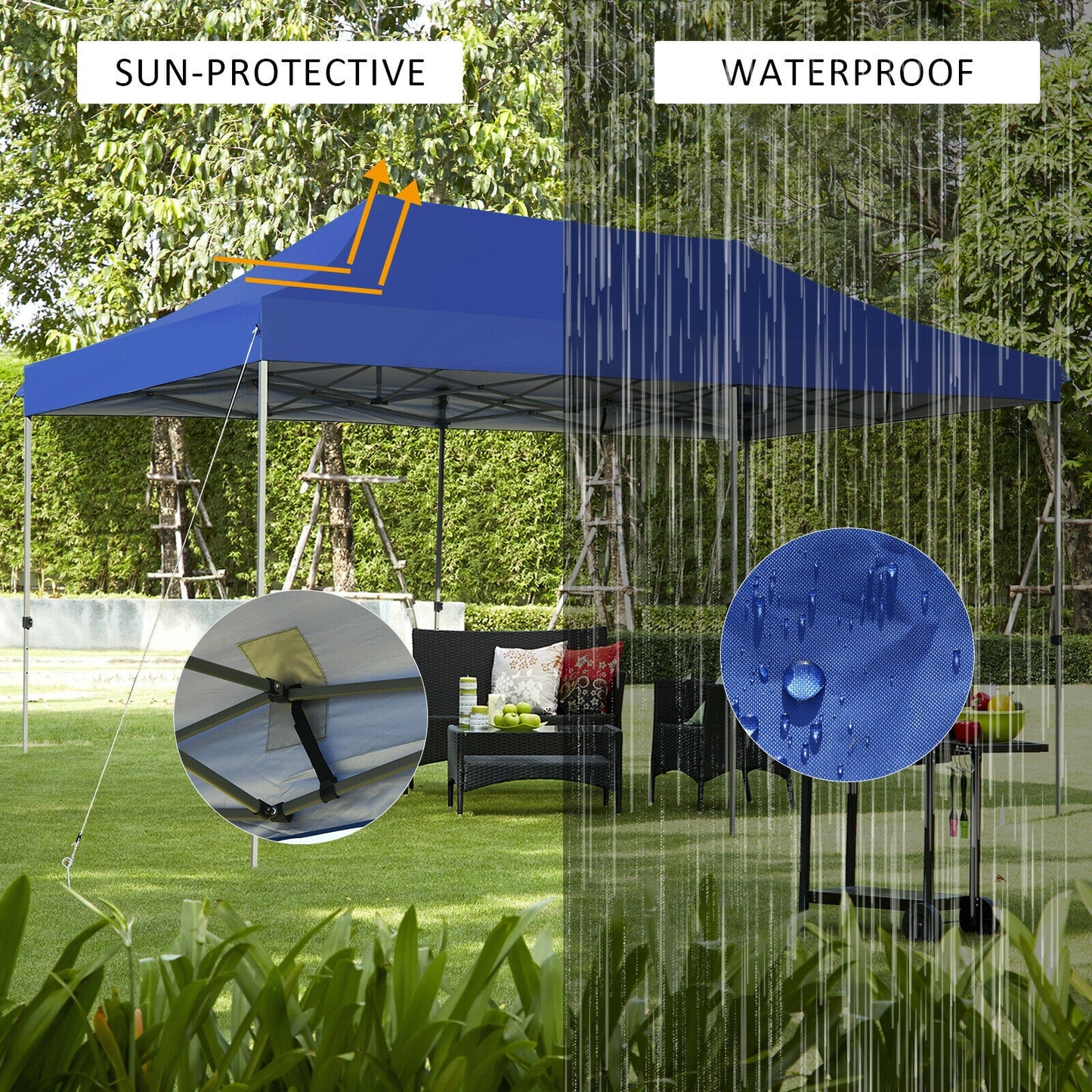 10 x 20 Feet Adjustable Folding Sun Shelter, Carrying Bag, Blue Canopies at Gallery Canada