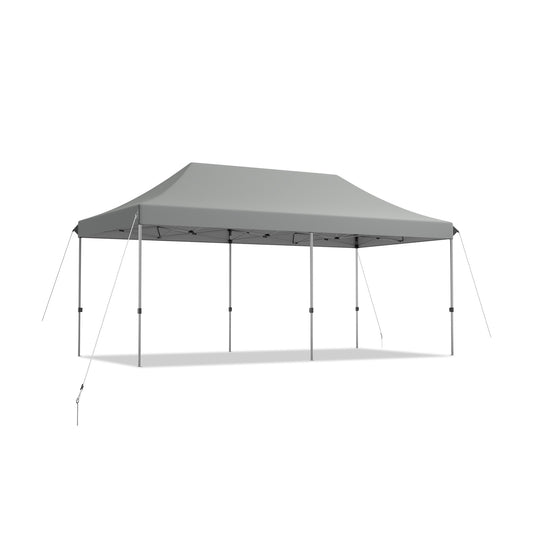 10 x 20 Feet Adjustable Folding Heavy Duty Sun Shelter with Carrying Bag, Gray Canopies Gray at Gallery Canada