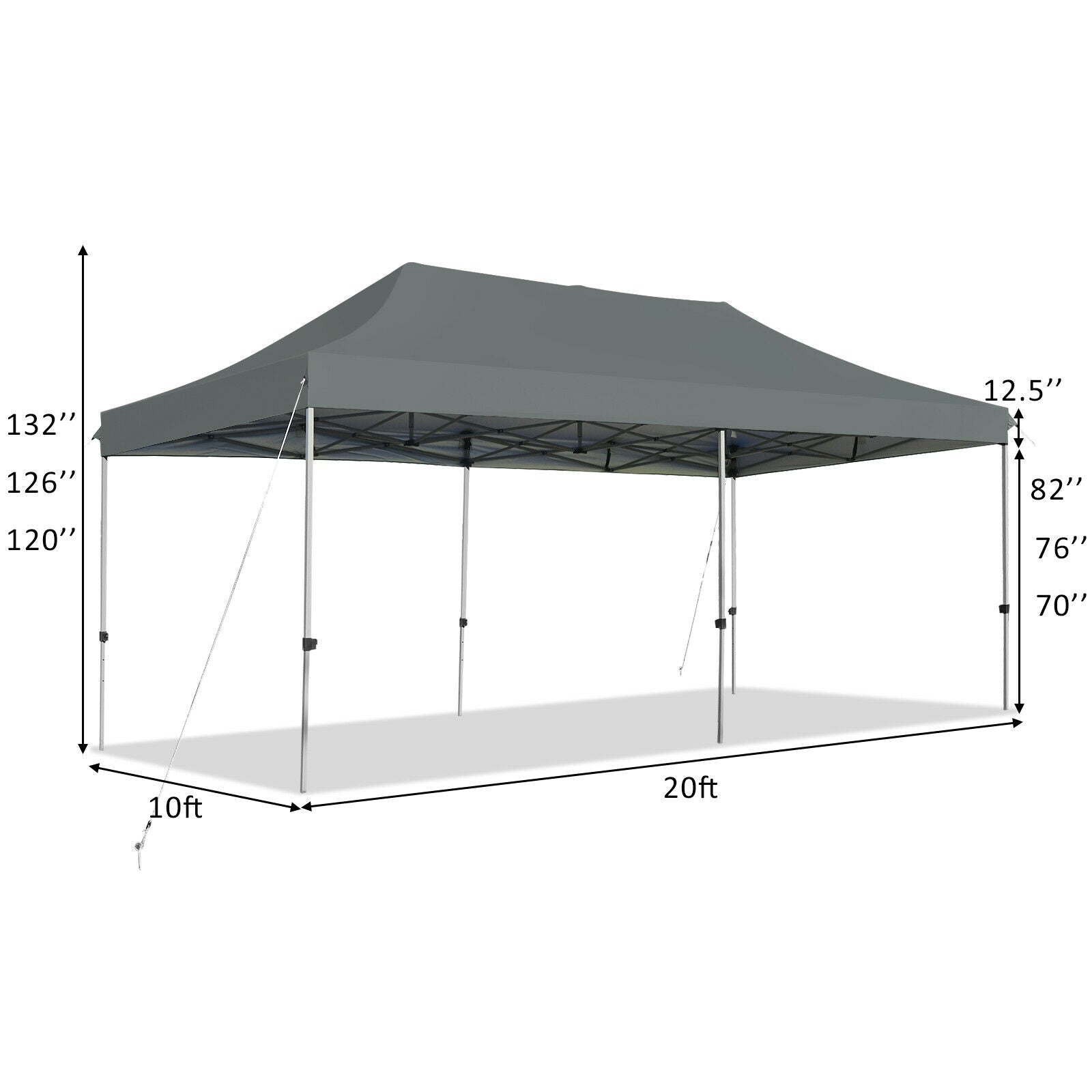 10 x 20 Feet Adjustable Folding Heavy Duty Sun Shelter with Carrying Bag, Gray Canopies at Gallery Canada