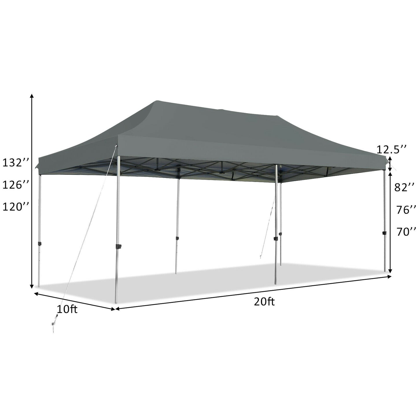 10 x 20 Feet Adjustable Folding Heavy Duty Sun Shelter with Carrying Bag, Gray Canopies at Gallery Canada