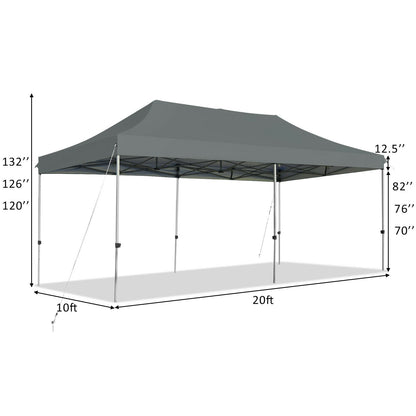 10 x 20 Feet Adjustable Folding Heavy Duty Sun Shelter with Carrying Bag, Gray Canopies at Gallery Canada