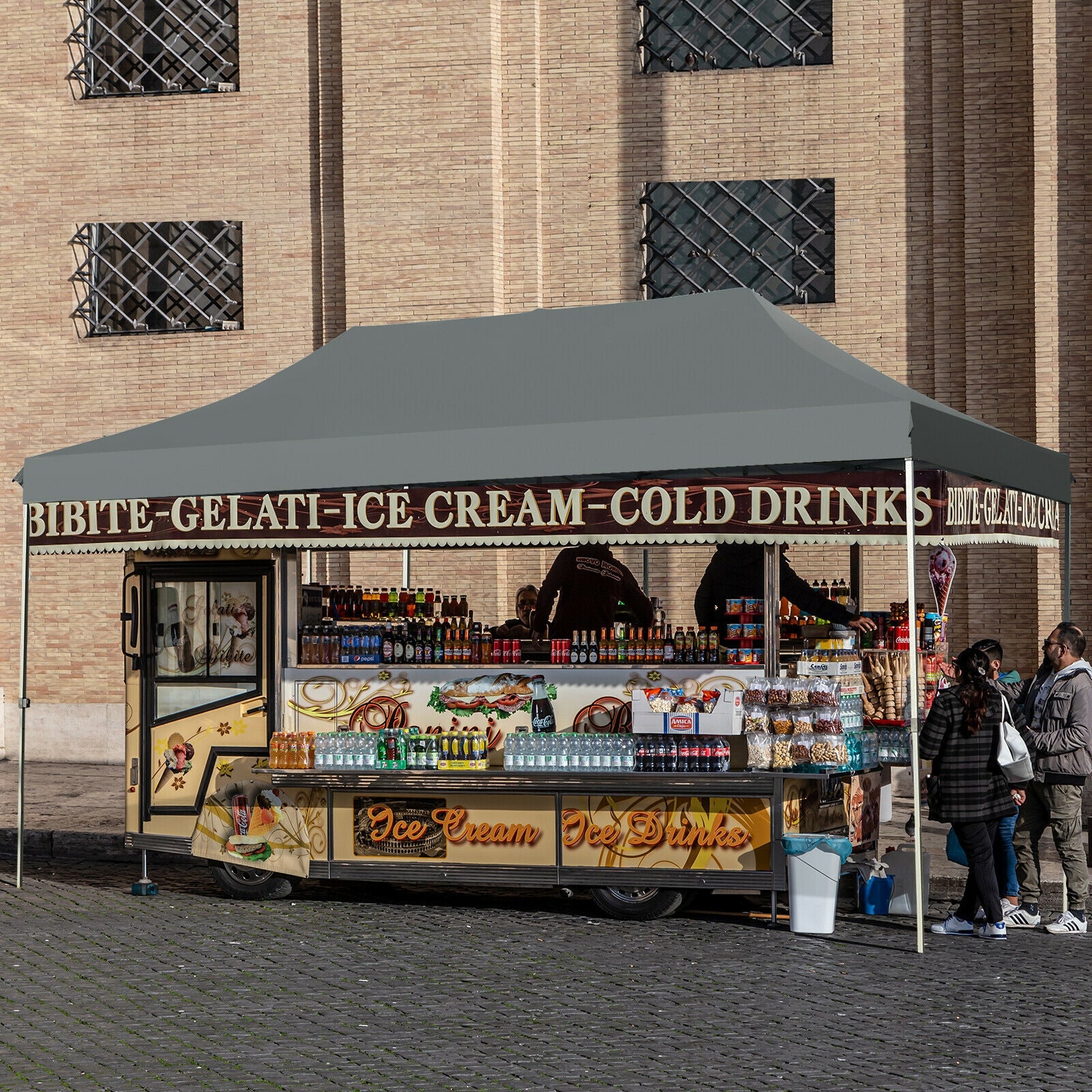 10 x 20 Feet Adjustable Folding Heavy Duty Sun Shelter with Carrying Bag, Gray Canopies at Gallery Canada