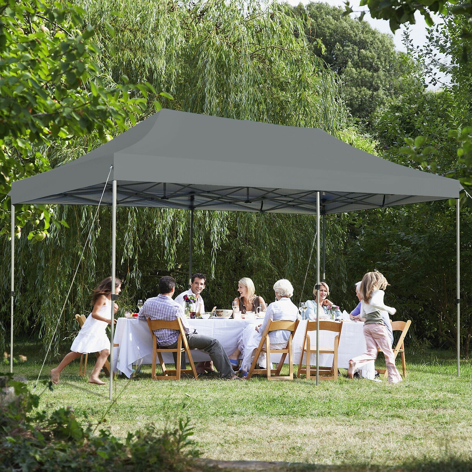 10 x 20 Feet Adjustable Folding Heavy Duty Sun Shelter with Carrying Bag, Gray Canopies at Gallery Canada
