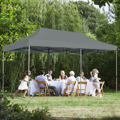 10 x 20 Feet Adjustable Folding Heavy Duty Sun Shelter with Carrying Bag, Gray Canopies at Gallery Canada