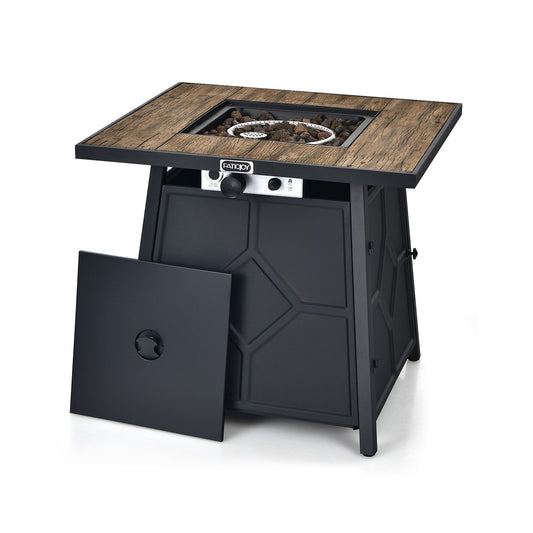 40 000 BTU 28 Inches Propane Gas Fire Pit Table With Cover, Black at Gallery Canada
