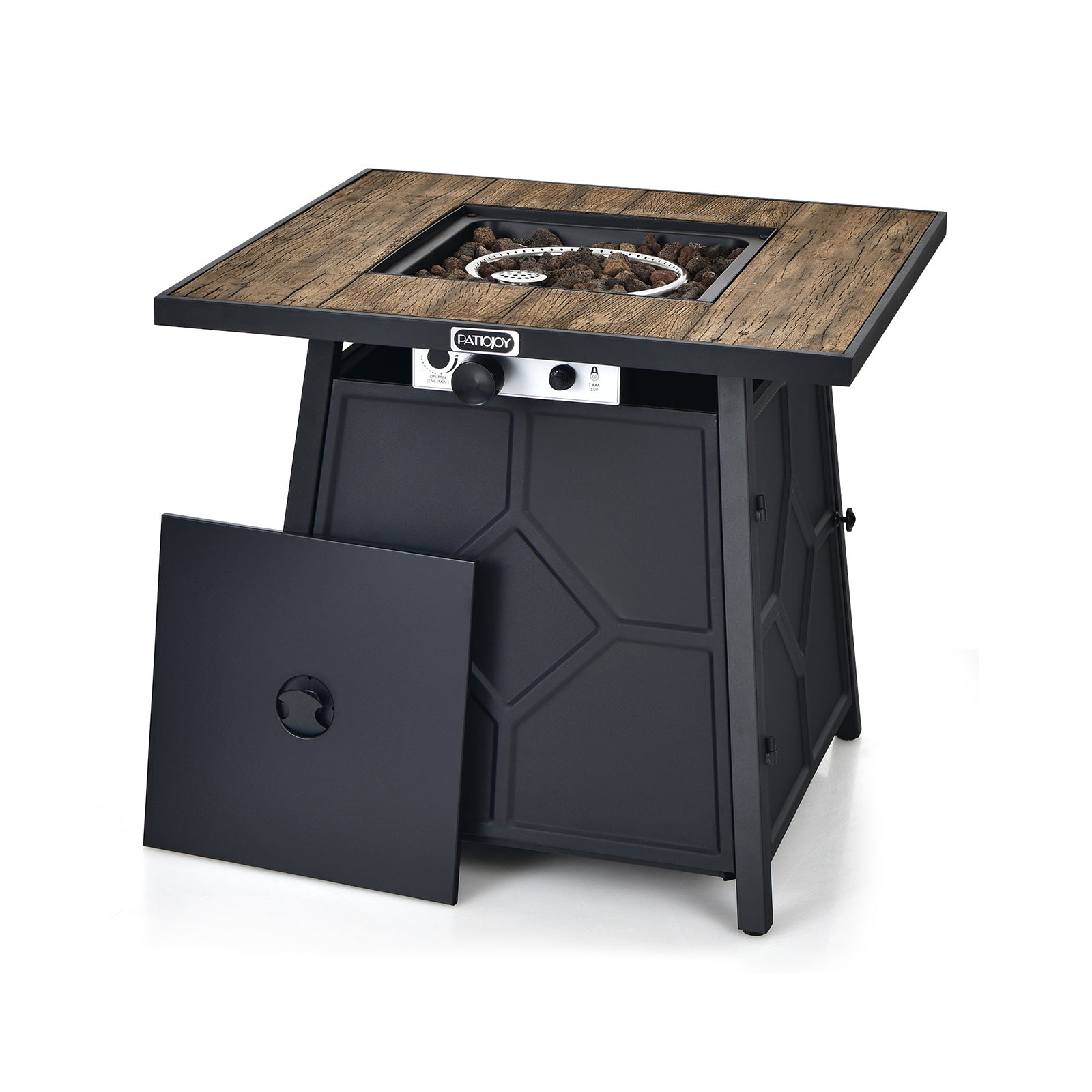 40 000 BTU 28 Inches Propane Gas Fire Pit Table With Cover, Black Fire Pit Tables at Gallery Canada