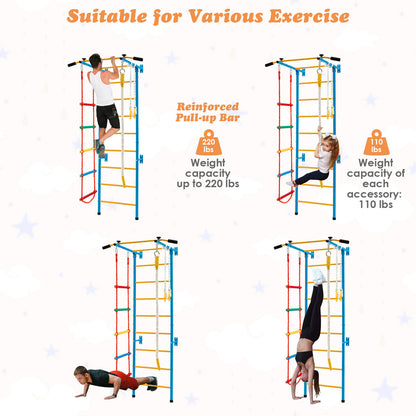 5 In 1 Kids Indoor Gym Playground Swedish Wall Ladder, Yellow Climbers & Slides at Gallery Canada