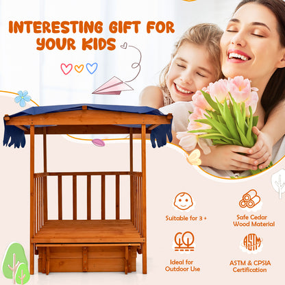 Kids Wooden Retractable Sandbox With Cover, Wheels, Natural Sandboxes at Gallery Canada
