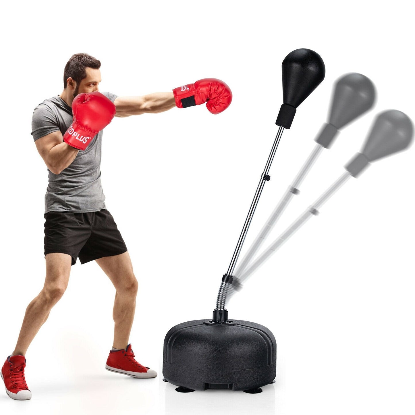 Adjustable Freestanding Punching Bag with Boxing Gloves for Adults and Kids, Black at Gallery Canada