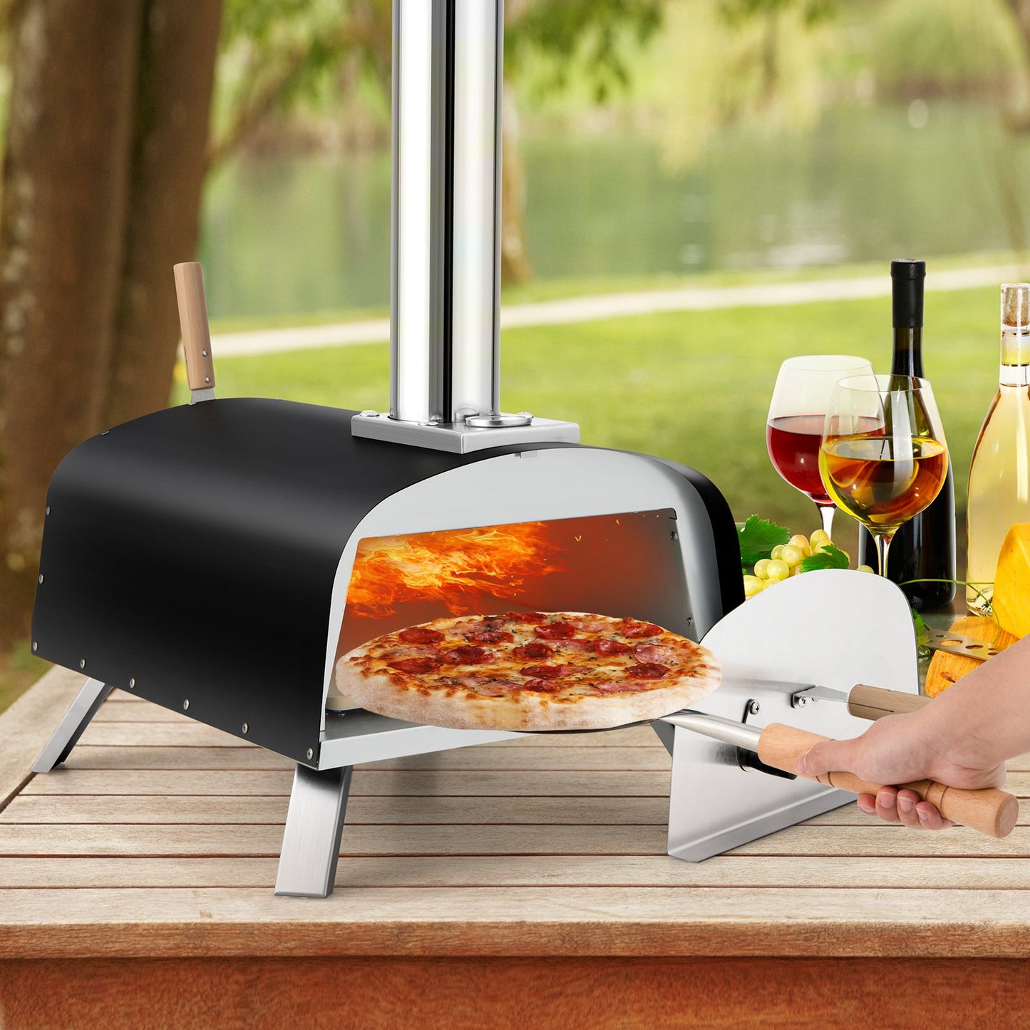 Portable Multi-Fuel Pizza Oven with Pizza Stone and Pizza Peel, Silver Outdoor Grills at Gallery Canada