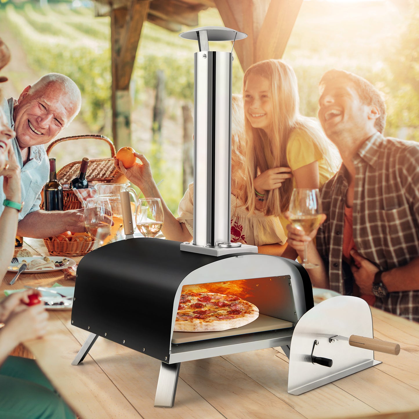 Portable Multi-Fuel Pizza Oven with Pizza Stone and Pizza Peel, Silver Outdoor Grills at Gallery Canada