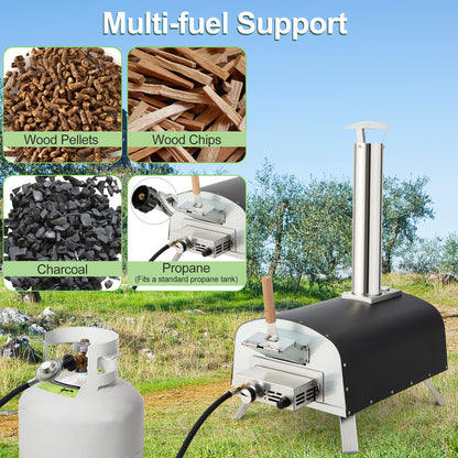 Portable Multi-Fuel Pizza Oven with Pizza Stone and Pizza Peel, Silver Outdoor Grills at Gallery Canada