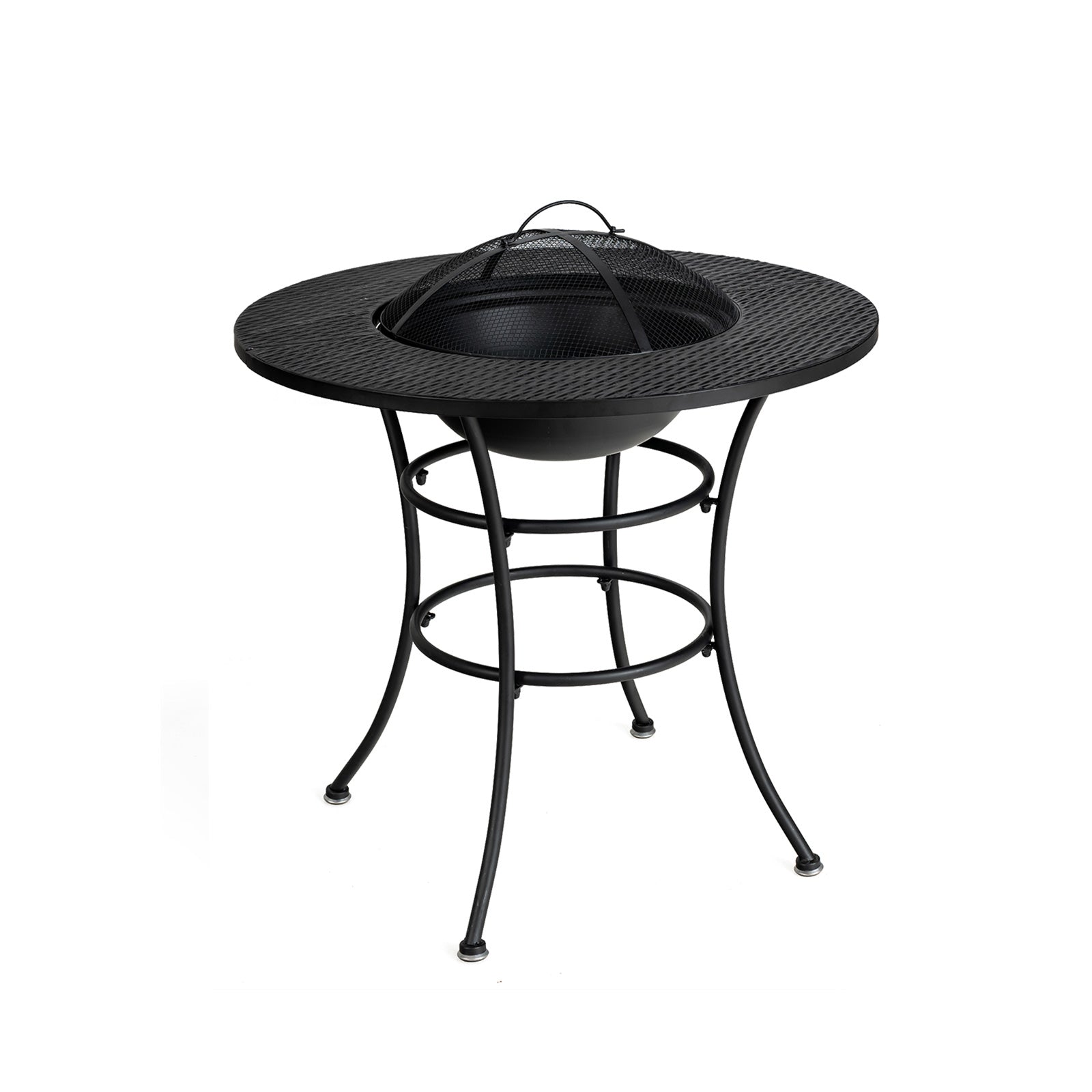 31.5 Inch Patio Fire Pit Dining Table, Cooking BBQ Grate, Black Fire Pit Tables Black at Gallery Canada