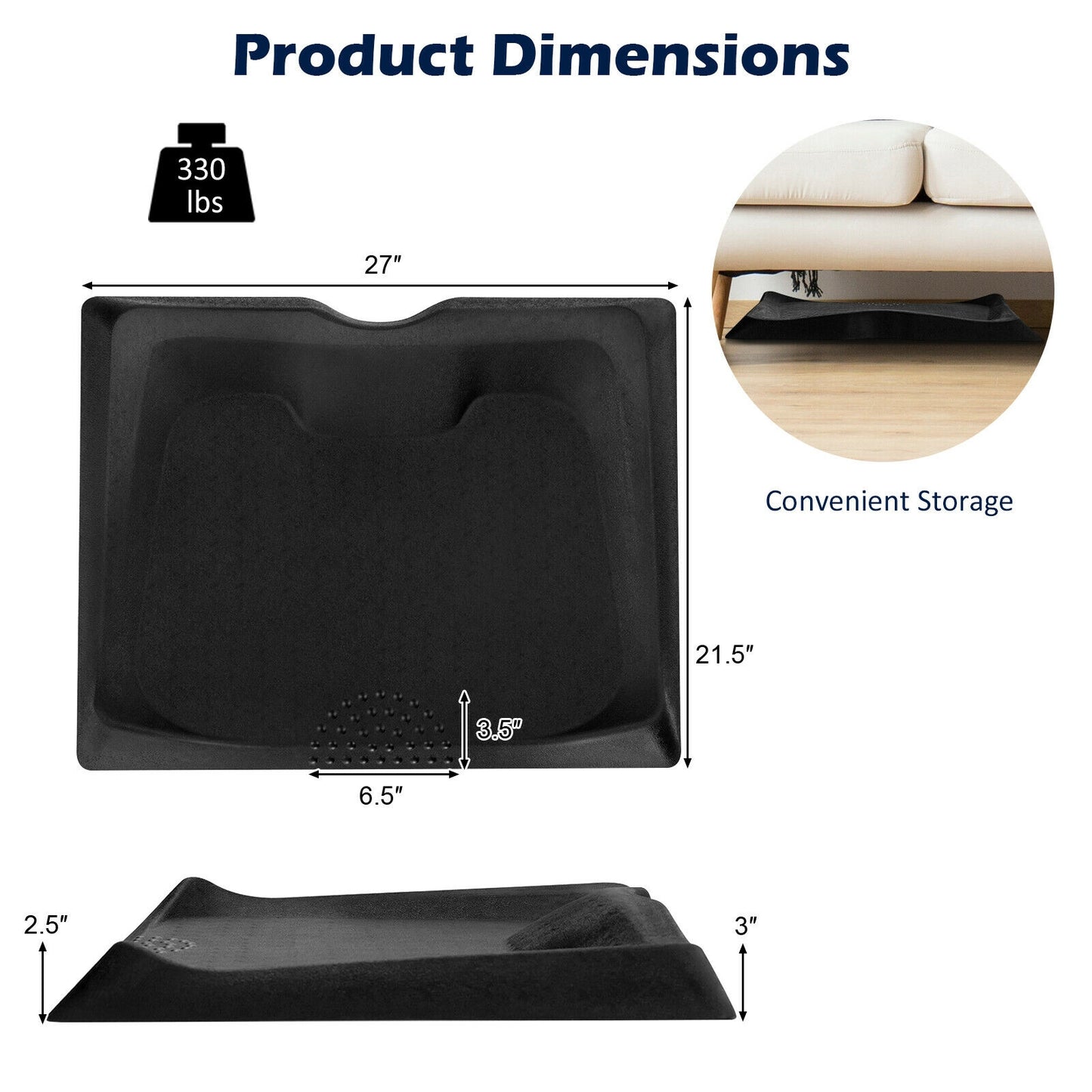 Portable Anti-Fatigue Standing Mat with Massage Point and Diverse Terrain for Office and Home, Black Sport Equipments at Gallery Canada