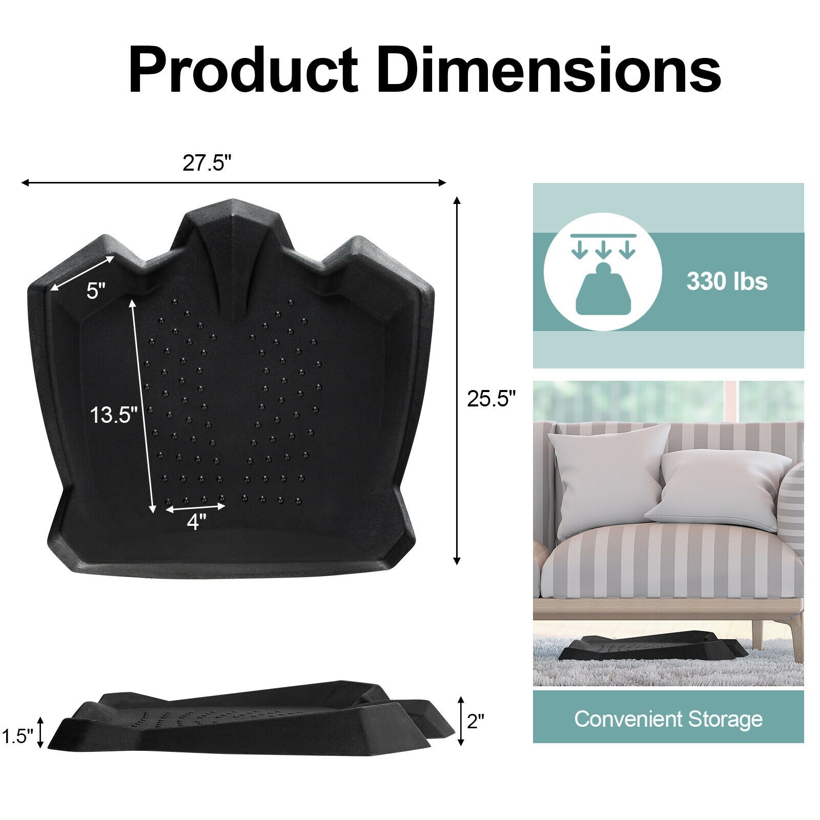 Portable Anti-Fatigue Standing Mat with Massage Points and Diverse Terrain, Black Sport Equipments at Gallery Canada