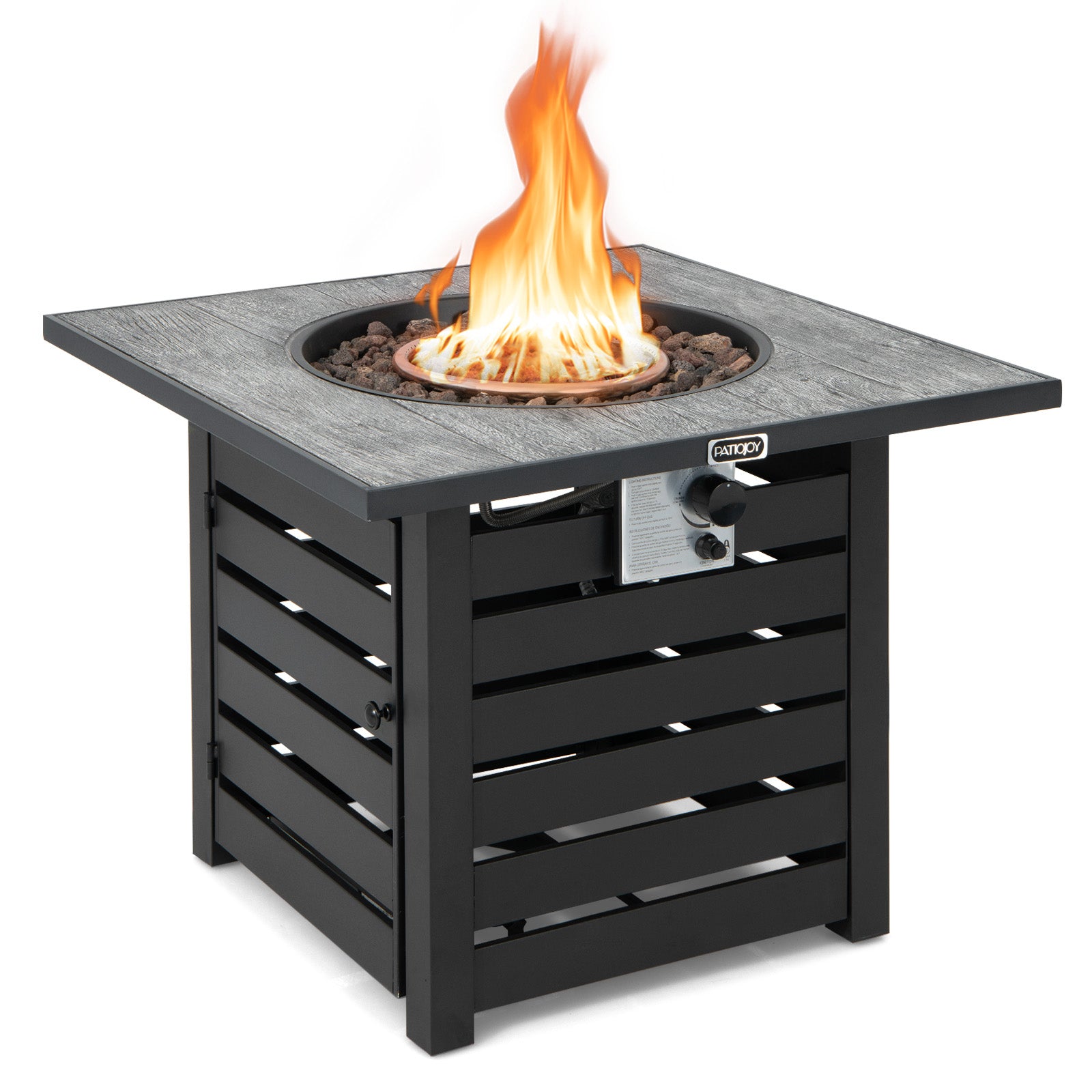 Square Propane Fire Pit Table with Lava Rocks and Rain Cover, Black Fire Pit Tables at Gallery Canada