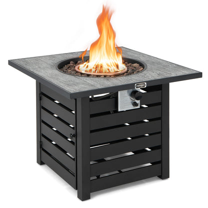 Square Propane Fire Pit Table with Lava Rocks and Rain Cover, Black Fire Pit Tables at Gallery Canada