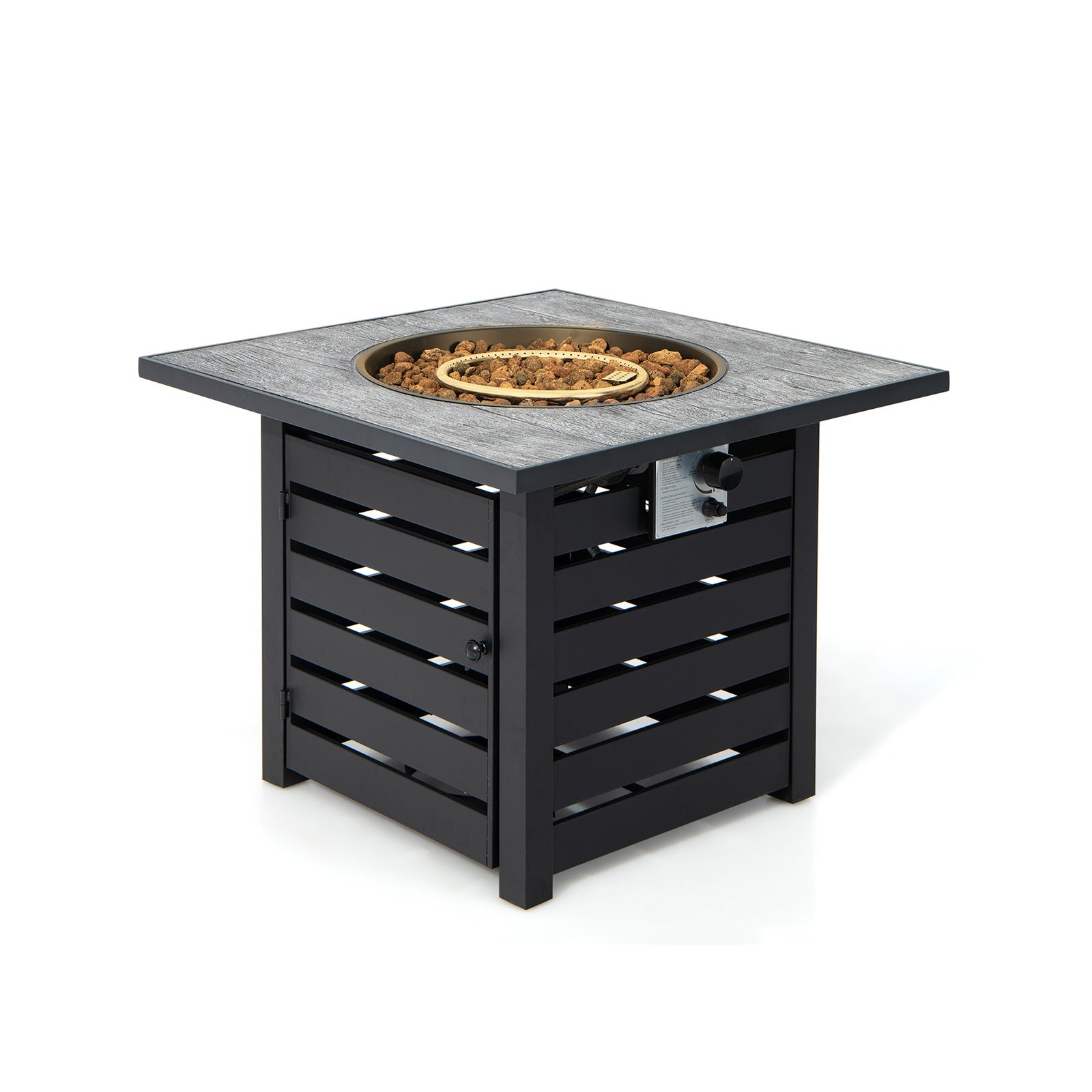 Square Propane Fire Pit Table With Lava Rocks, Rain Cover, Black Fire Pit Tables at Gallery Canada