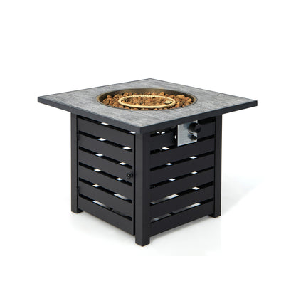 Square Propane Fire Pit Table With Lava Rocks, Rain Cover, Black Fire Pit Tables at Gallery Canada