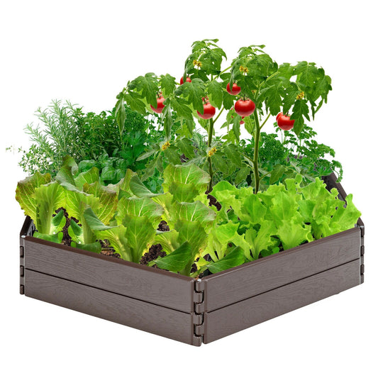 Raised Garden Bed Set for Vegetable and Flower, Brown - Gallery Canada