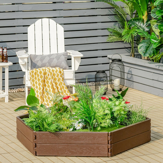 Raised Garden Bed Set for Vegetable and Flower, Brown - Gallery Canada