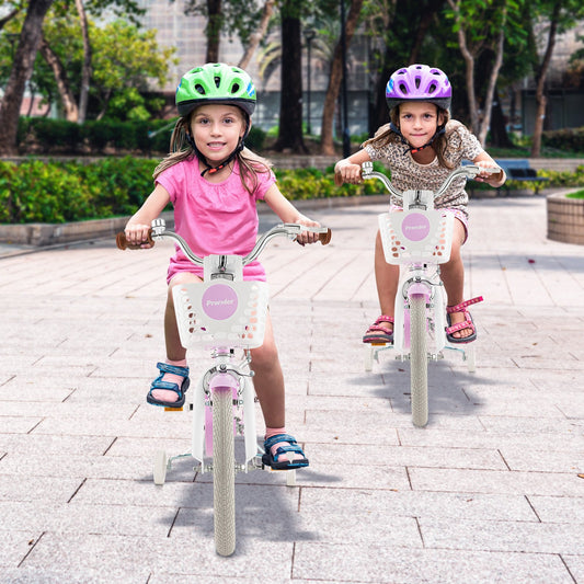 16 Inch Kids Bike with Front Handbrake and 2 Training Wheels, Purple Kids Bike Purple at Gallery Canada