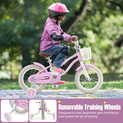 14 Inch Kid's Bike with Removable Training Wheels and Basket, Purple Kids Bike at Gallery Canada