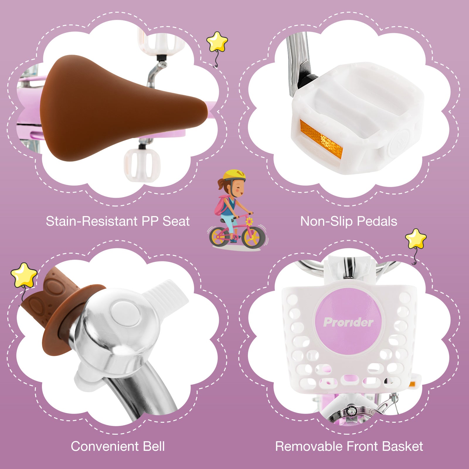 14 Inch Kid's Bike with Removable Training Wheels and Basket, Purple Kids Bike at Gallery Canada