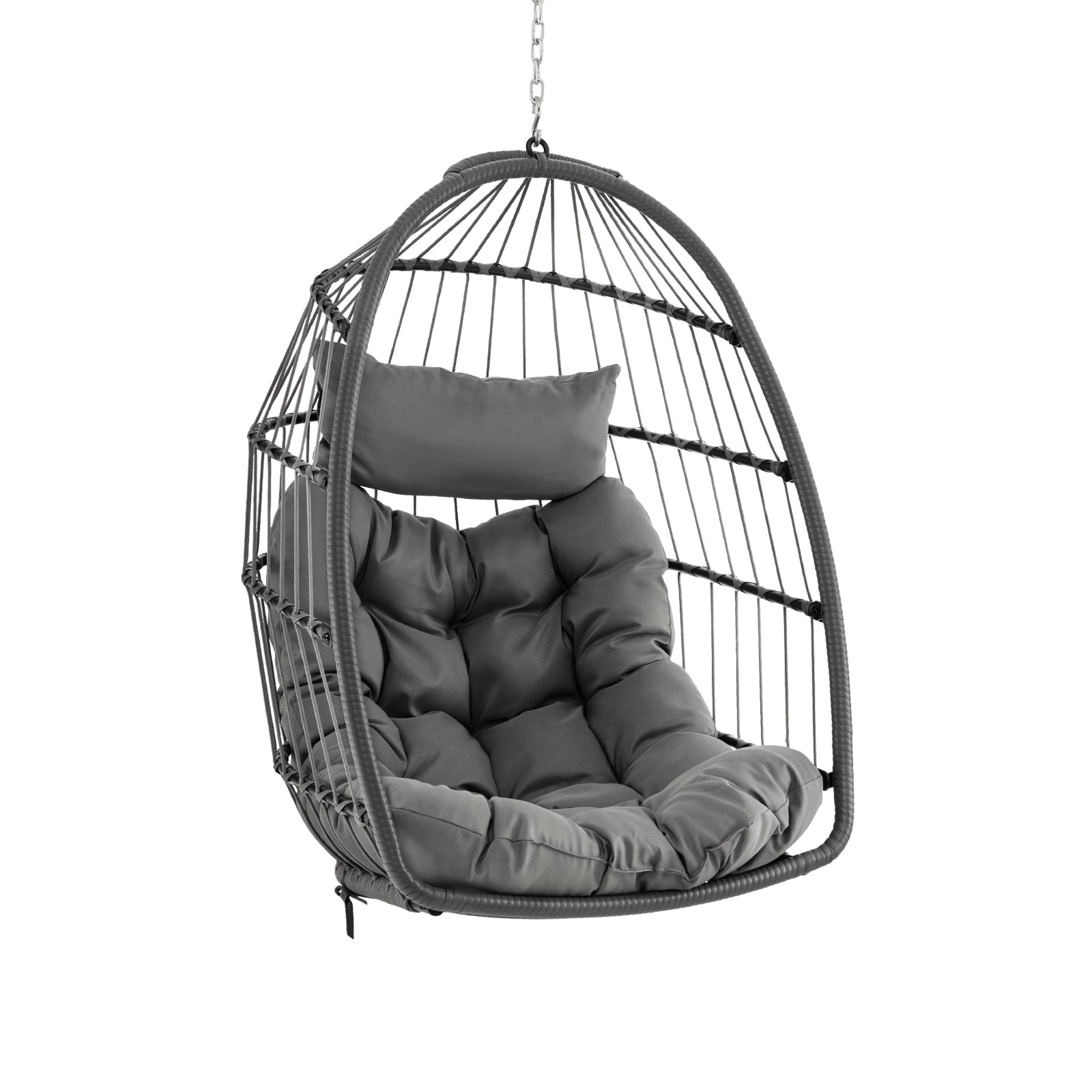 Hanging Egg Chair With Head Pillow, Large Seat Cushion, Gray Porch Swings at Gallery Canada