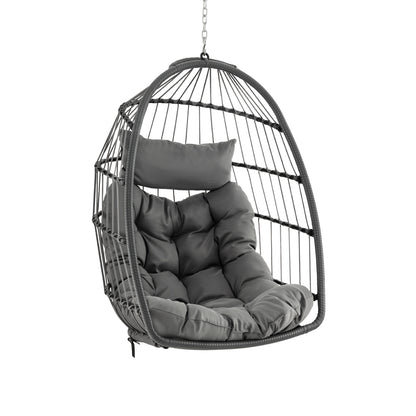 Hanging Egg Chair With Head Pillow, Large Seat Cushion, Gray Porch Swings at Gallery Canada