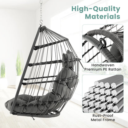 Hanging Egg Chair with Head Pillow and Large Seat Cushion, Gray Porch Swings at Gallery Canada