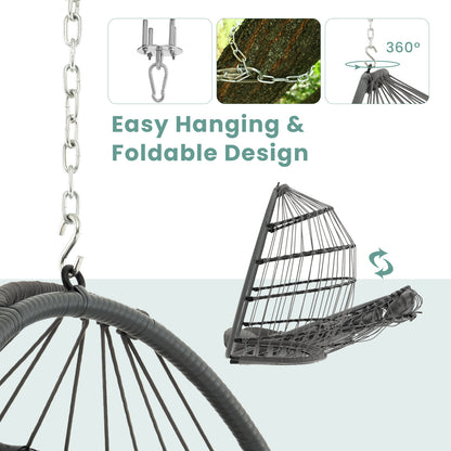 Hanging Egg Chair with Head Pillow and Large Seat Cushion, Gray Porch Swings at Gallery Canada