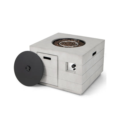 34 Inch Square Concrete Fire Pit Table, 50,000 BTU, Gray Fire Pit Tables at Gallery Canada