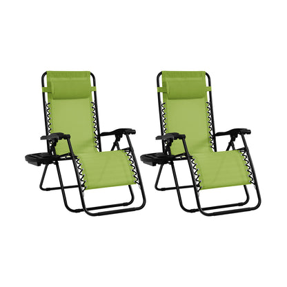 2 Pieces Folding Lounge Chair with Zero Gravity, Green Beach & Lawn Chairs at Gallery Canada