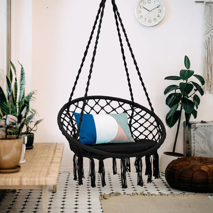 Cushioned Hammock Swing Chair with Hanging Kit, Black - Gallery Canada