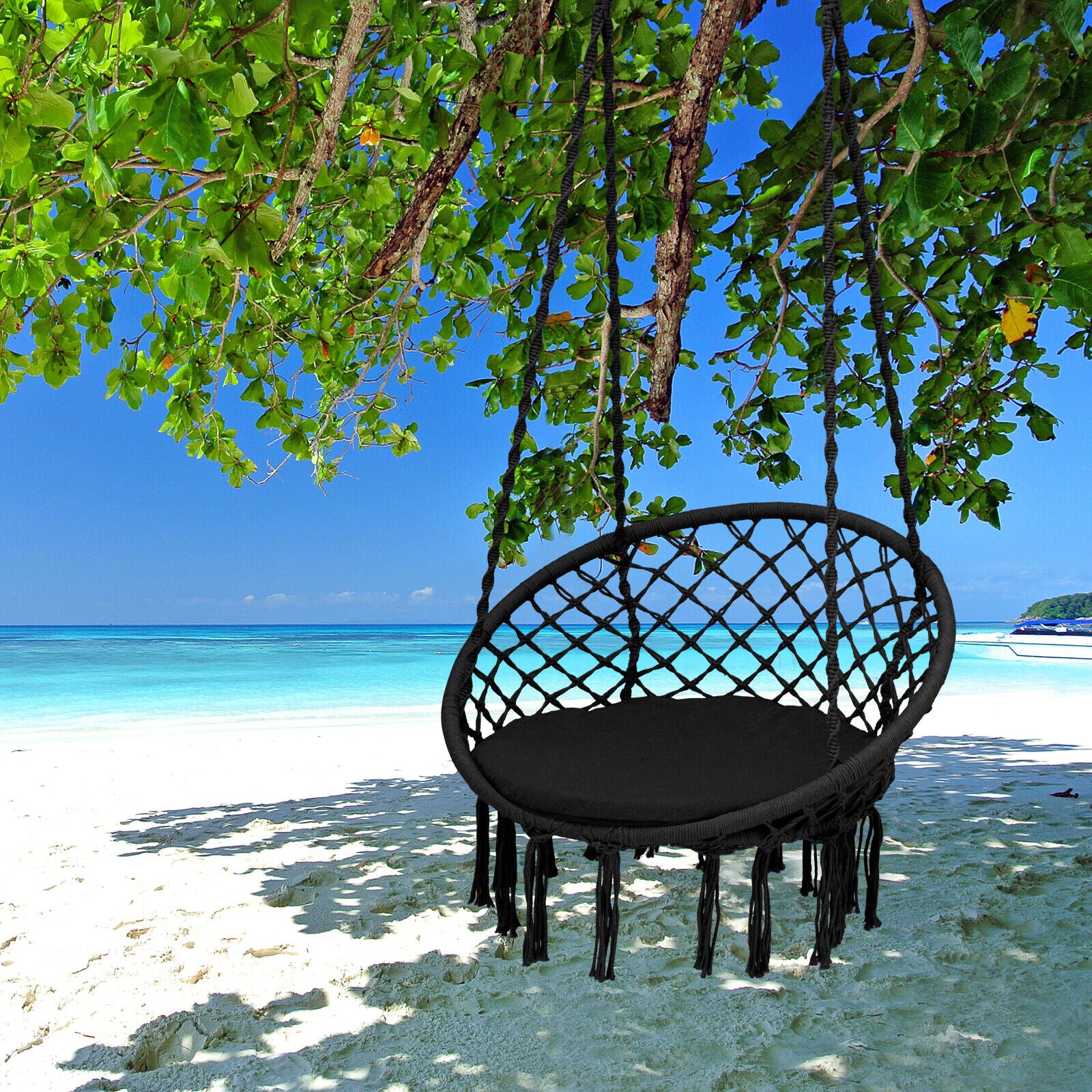 Cushioned Hammock Swing Chair, Black Hammocks at Gallery Canada