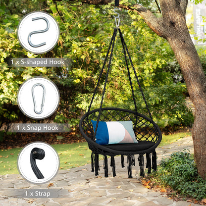 Cushioned Hammock Swing Chair, Black Hammocks at Gallery Canada