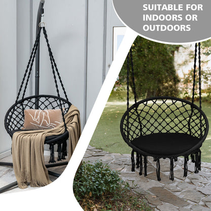 Cushioned Hammock Swing Chair with Hanging Kit, Black - Gallery Canada