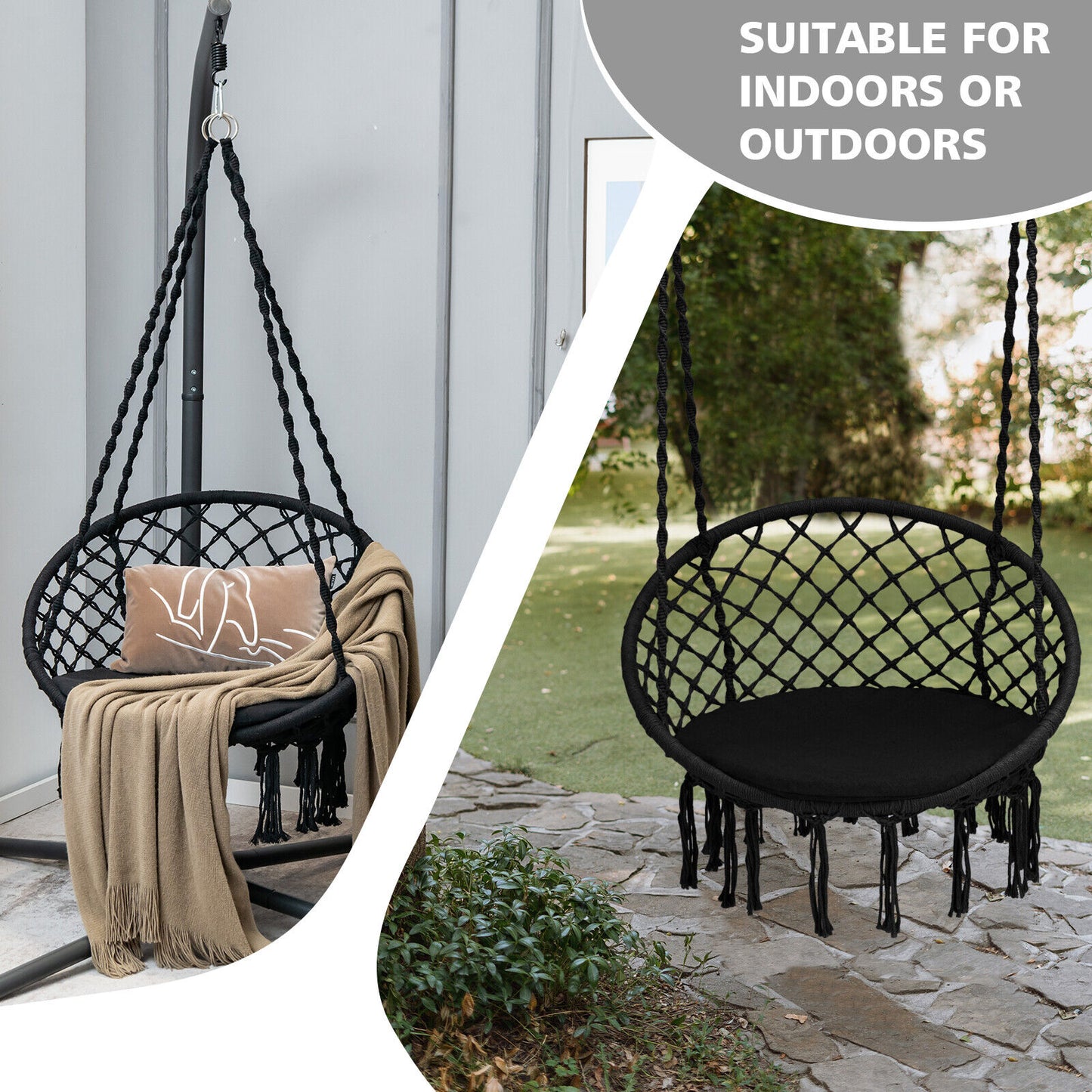 Cushioned Hammock Swing Chair, Black Hammocks at Gallery Canada